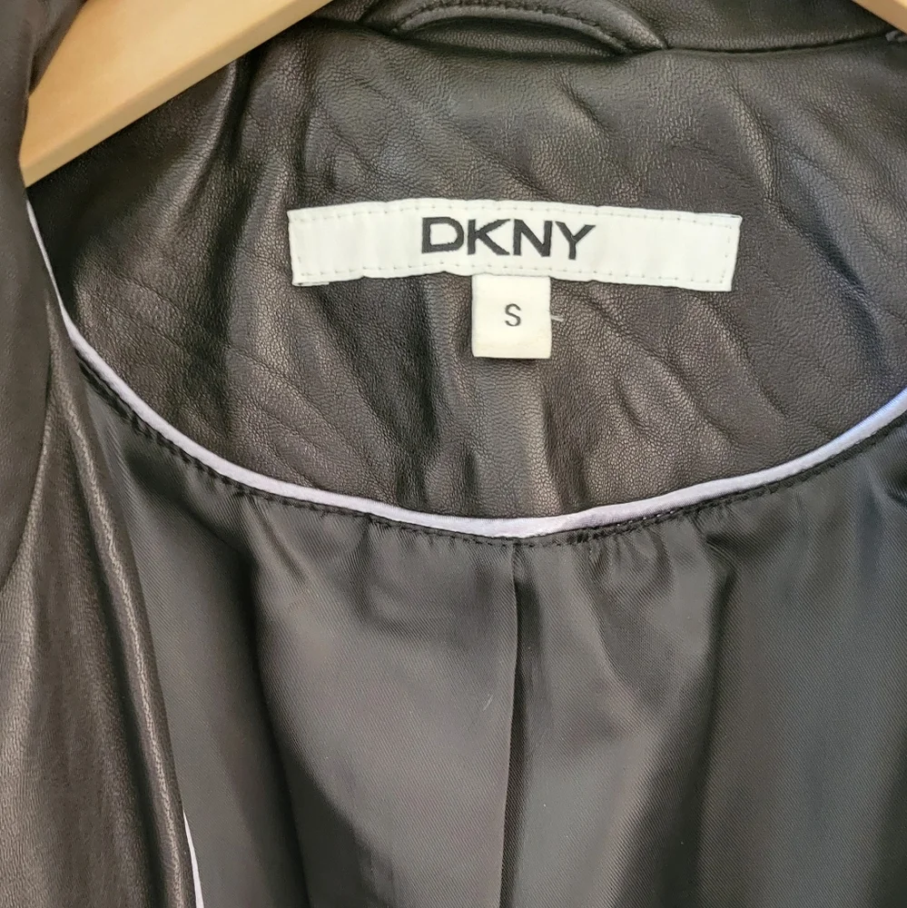 DKNY Leather Jacket Moto Racer Style - Picture 5 of 9